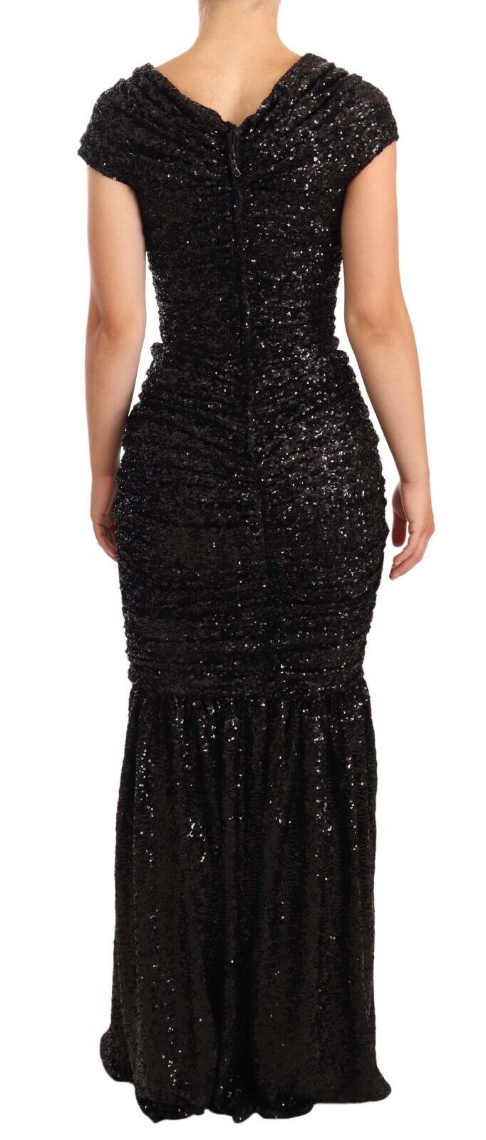 Buy Elegant Black Sequined Open Shoulder Gown by Dolce & Gabbana