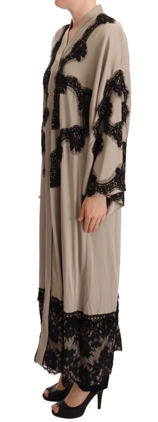 Buy Elegant Beige Embroidered Lace Kaftan Dress by Dolce & Gabbana