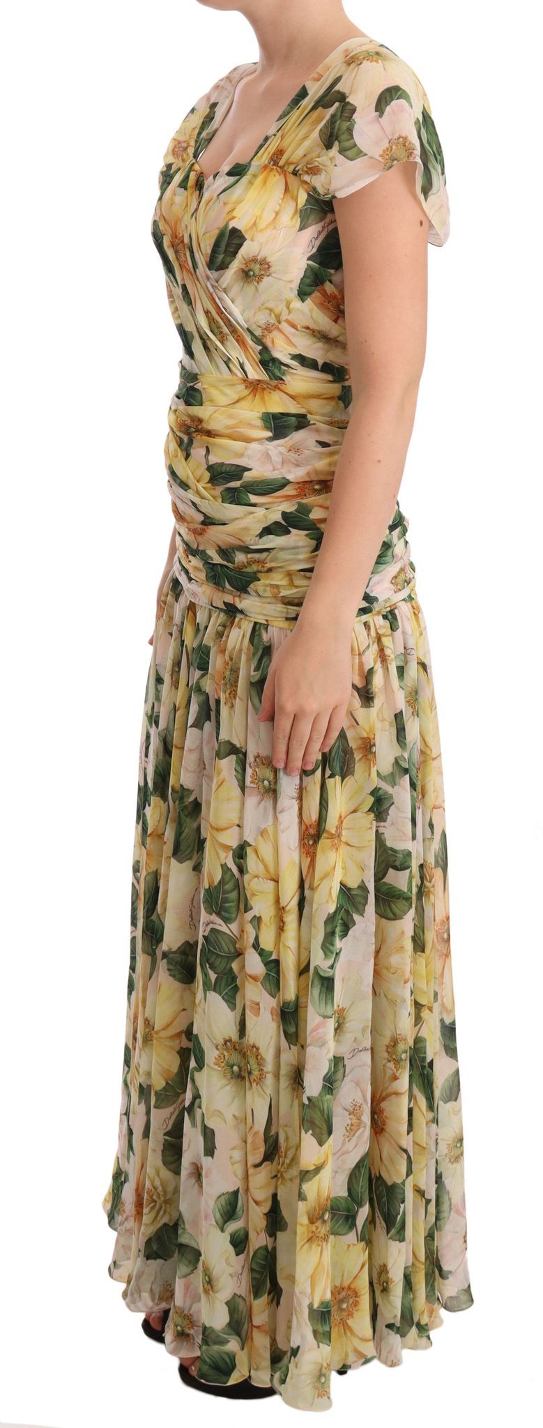 Buy Floral Elegance Silk Pleated Maxi Dress by Dolce & Gabbana