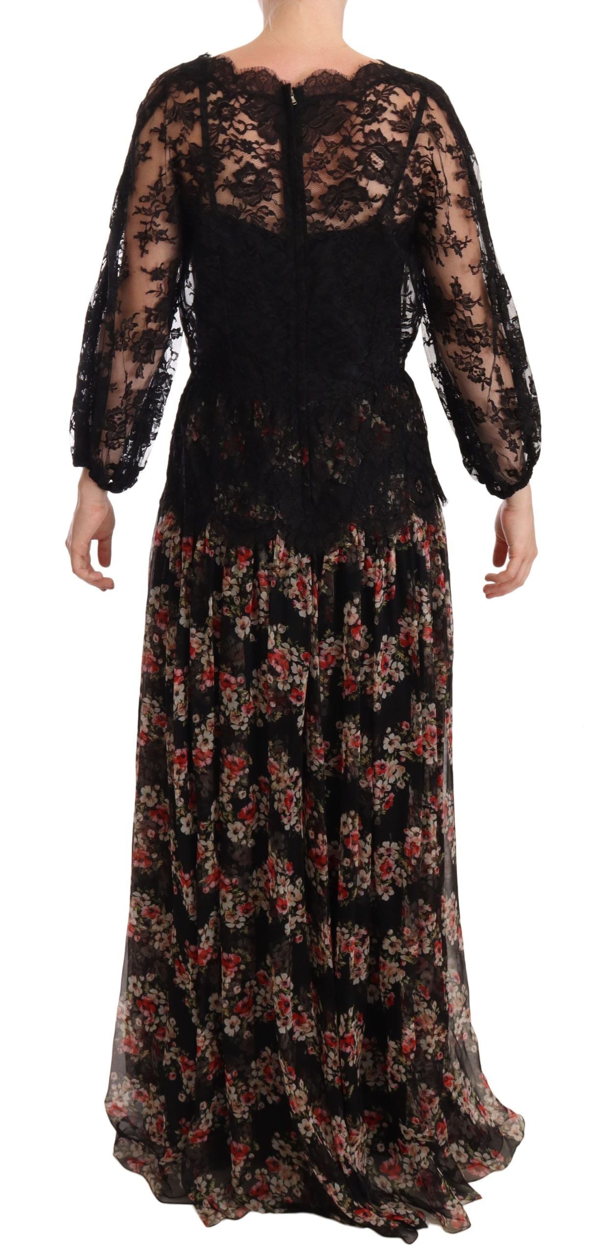 Buy Elegant Lace Floral Maxi Dress with Polka Dots by Dolce & Gabbana