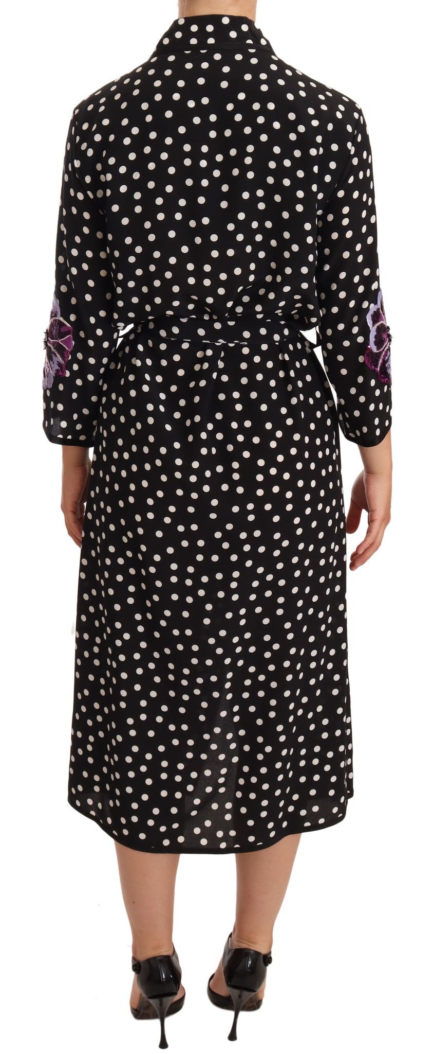 Buy Elegant Silk Polka Dot Sequin Midi Dress by Dolce & Gabbana