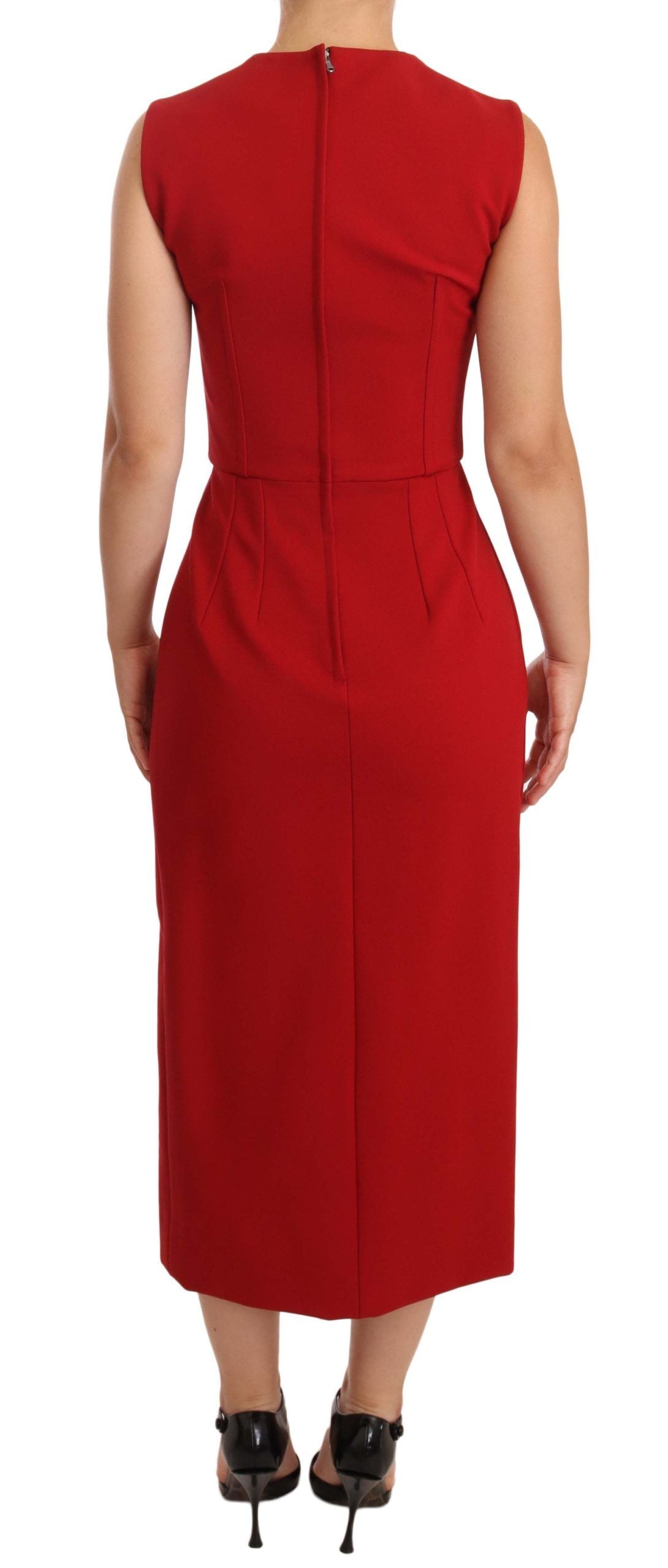 Buy Elegant Sweetheart Midi Dress in Red by Dolce & Gabbana