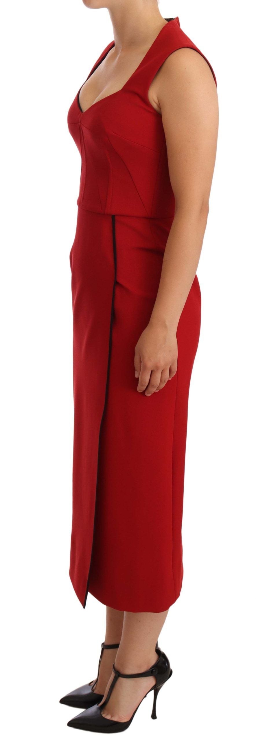 Buy Elegant Sweetheart Midi Dress in Red by Dolce & Gabbana