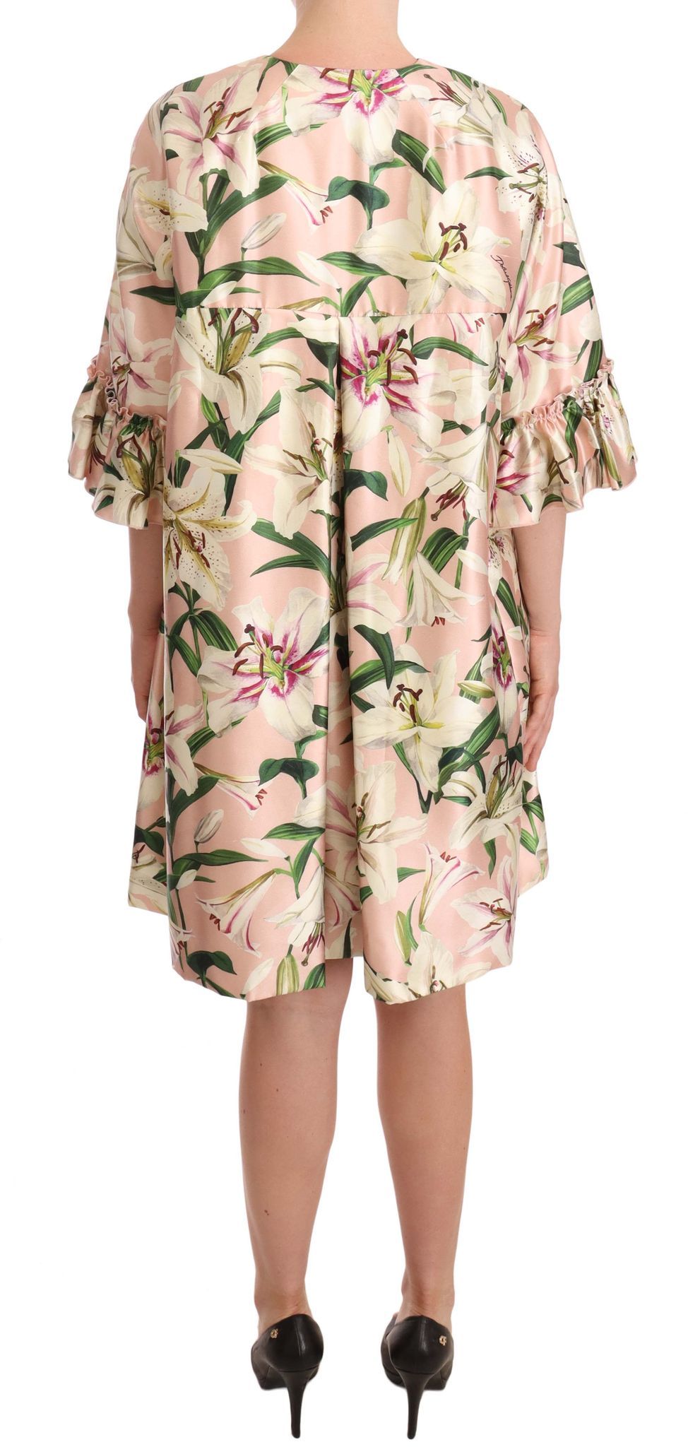 Buy Elegant Floral Ruffled Silk Long Coat by Dolce & Gabbana