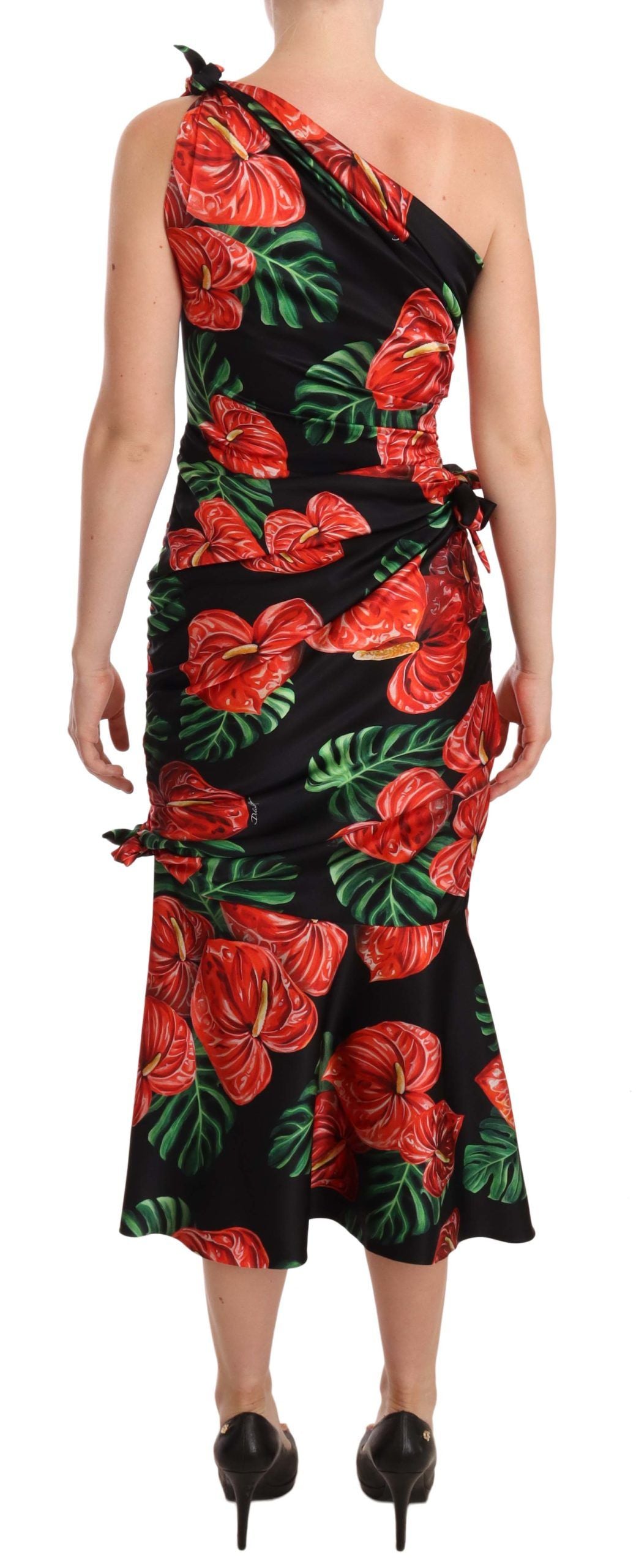 Buy Elegant Floral Silk Draped Dress by Dolce & Gabbana