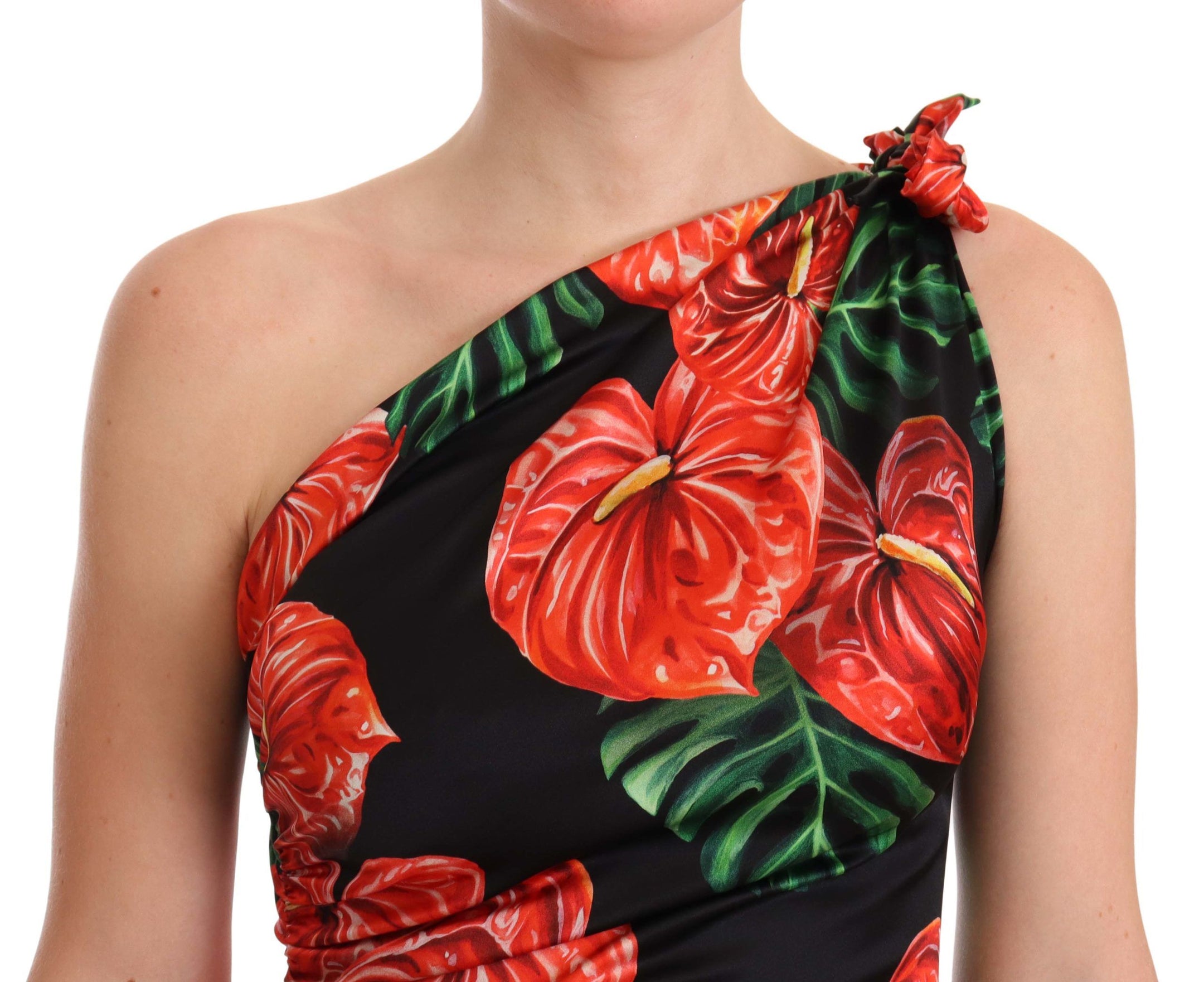 Buy Elegant Floral Silk Draped Dress by Dolce & Gabbana