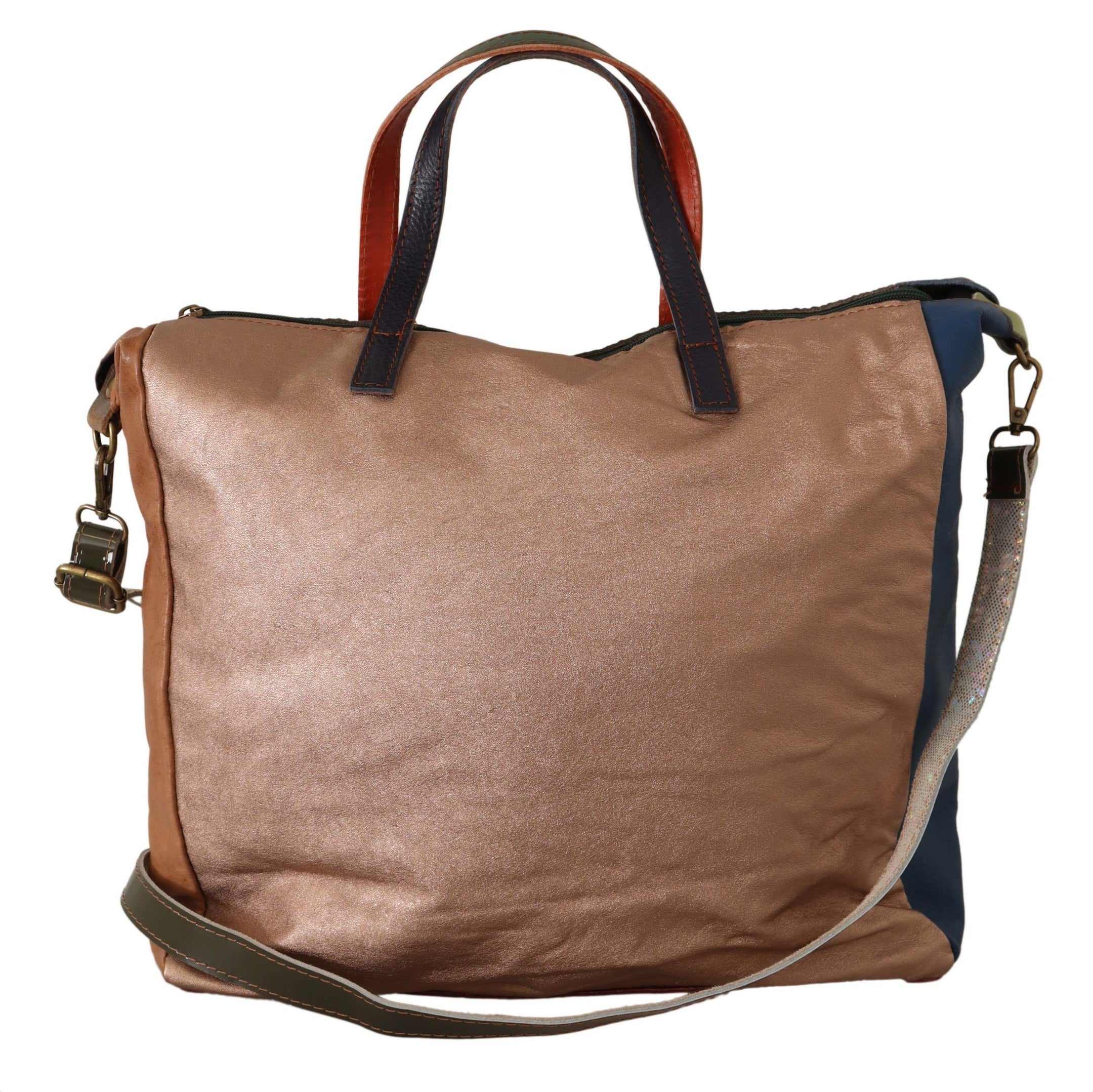 Buy Multicolor Leather Shoulder Tote Bag by EBARRITO