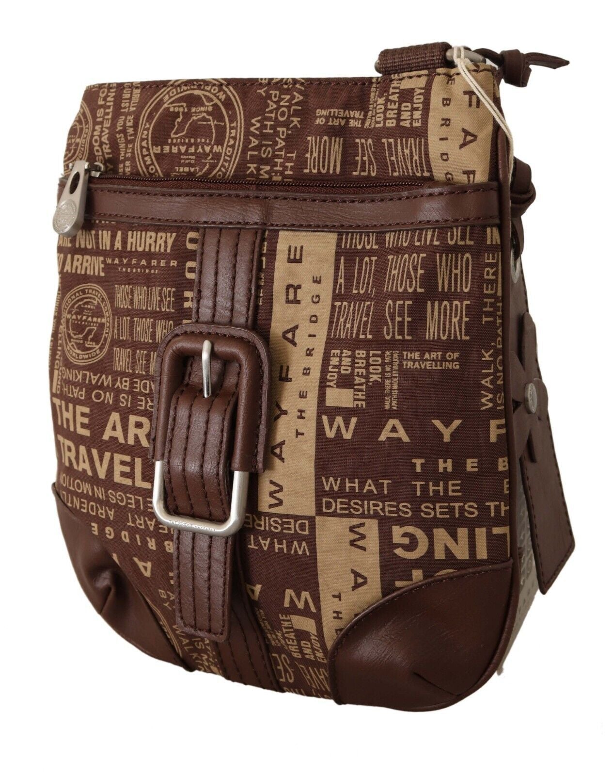 Buy Chic Brown Fabric Crossbody Bag by WAYFARER