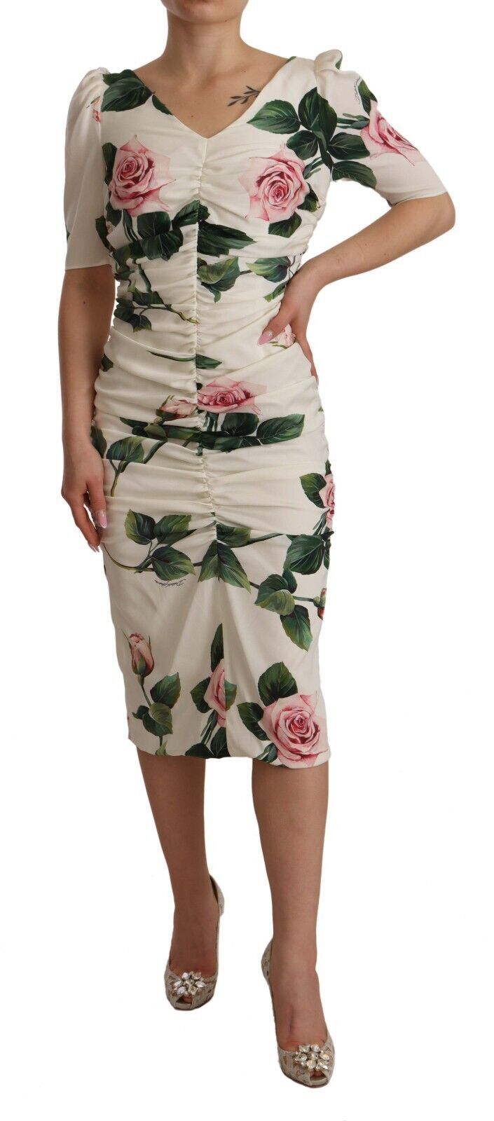 Buy Elegant White Floral Sheath Dress by Dolce & Gabbana