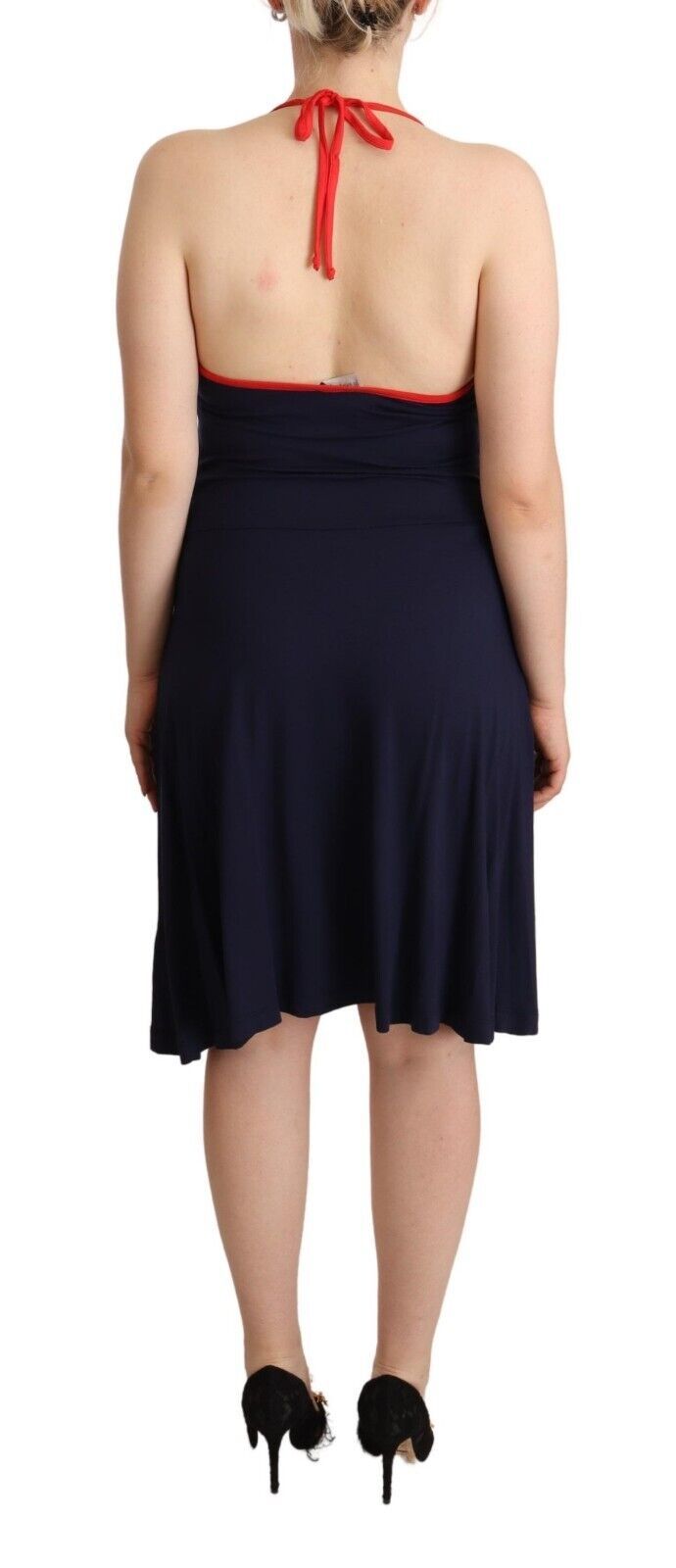 Buy Navy Blue Cotton Midi Halter Dress by Roccobarocco