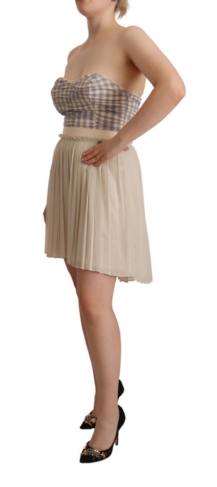 Buy Chic Beige Strapless A-Line Dress by Guess