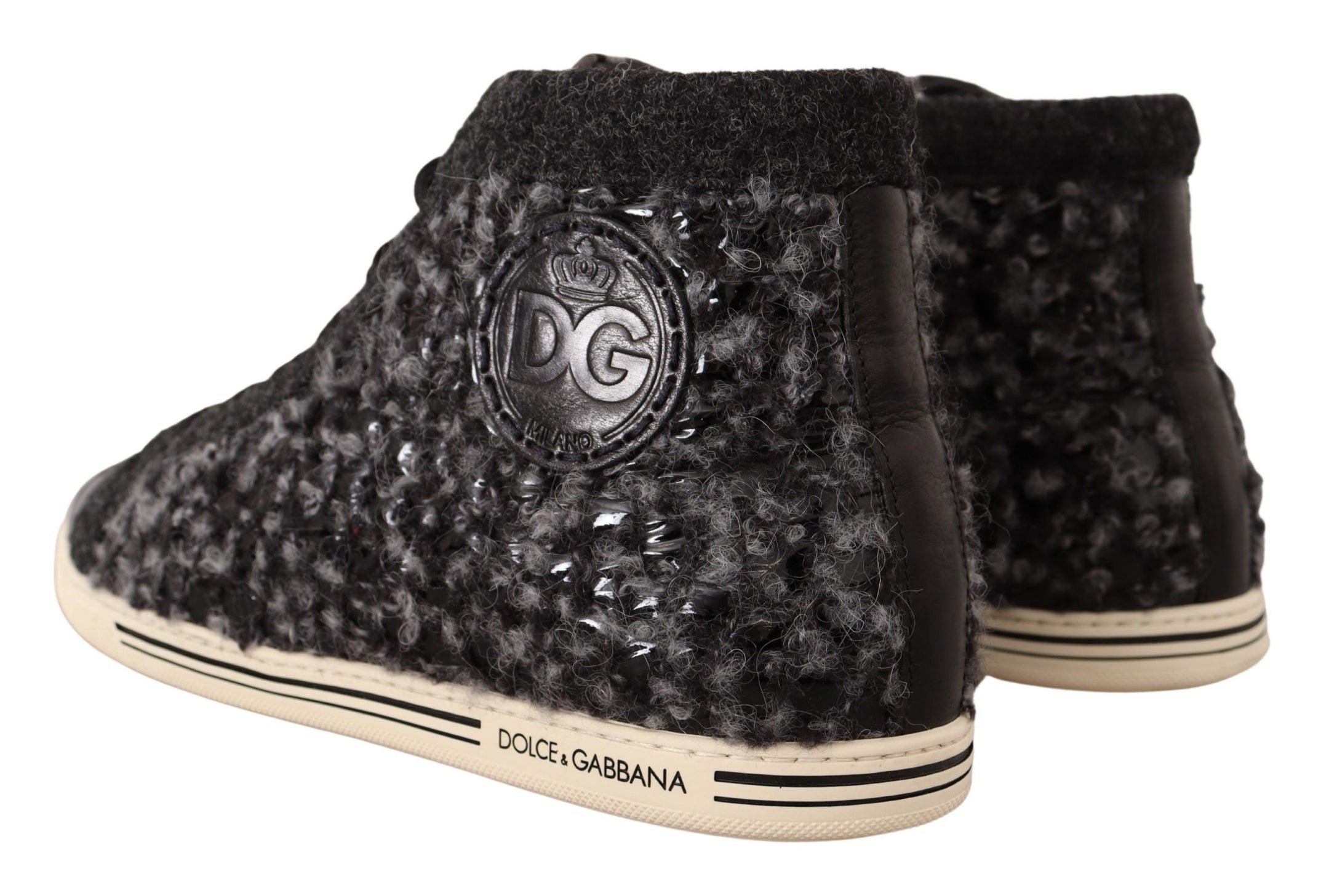 Buy Elegant Gray High Top Sneakers by Dolce & Gabbana