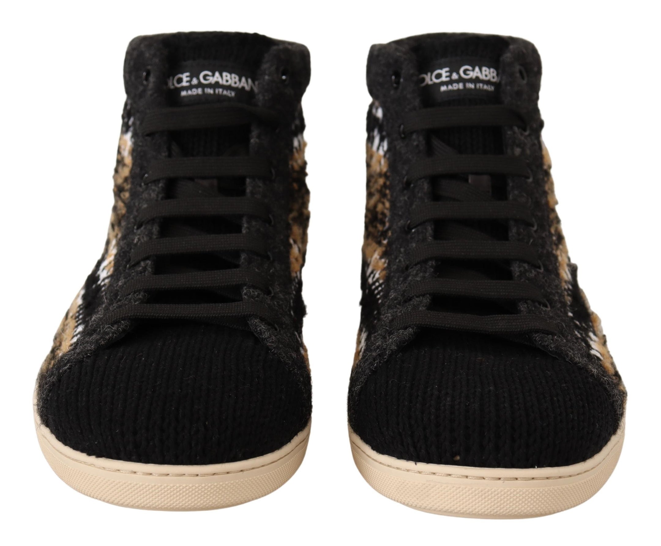 Buy Beige High Top Fashion Sneakers by Dolce & Gabbana