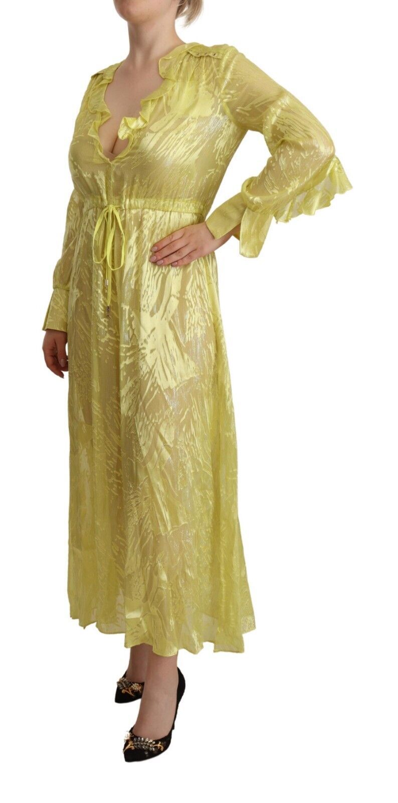 Buy Sunshine Silk Blend Maxi Dress - Long Sleeves & Plunge by Patrizia Pepe