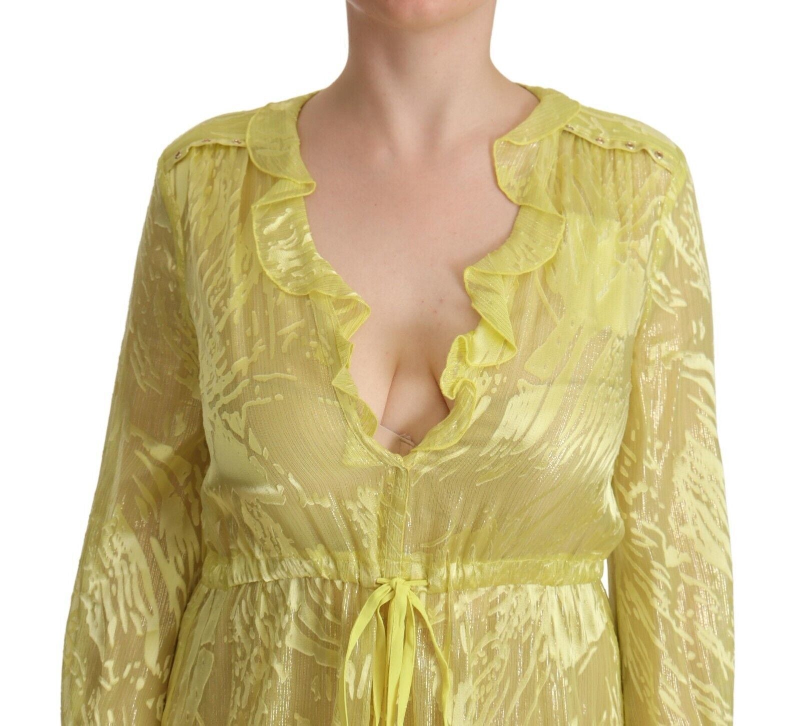 Buy Sunshine Silk Blend Maxi Dress - Long Sleeves & Plunge by Patrizia Pepe