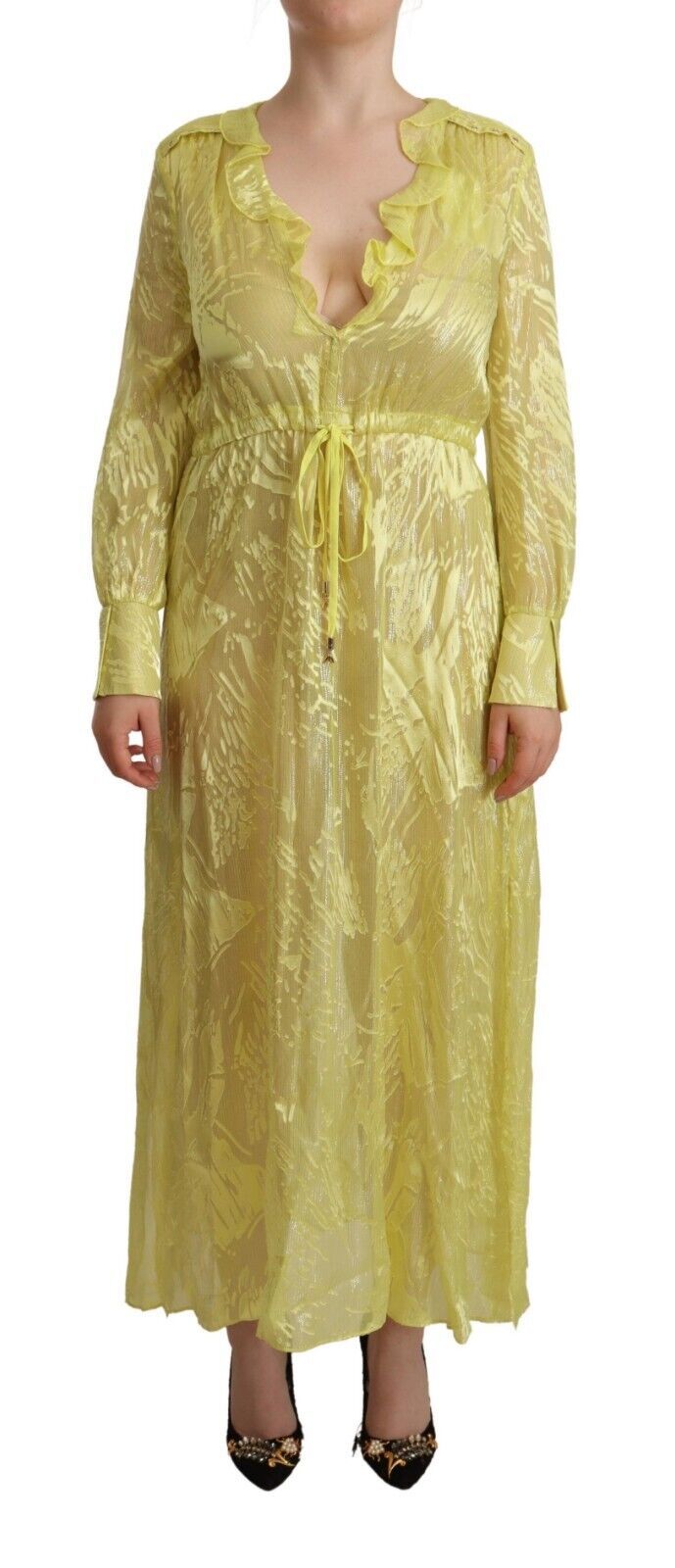 Buy Sunshine Silk Blend Maxi Dress - Long Sleeves & Plunge by Patrizia Pepe