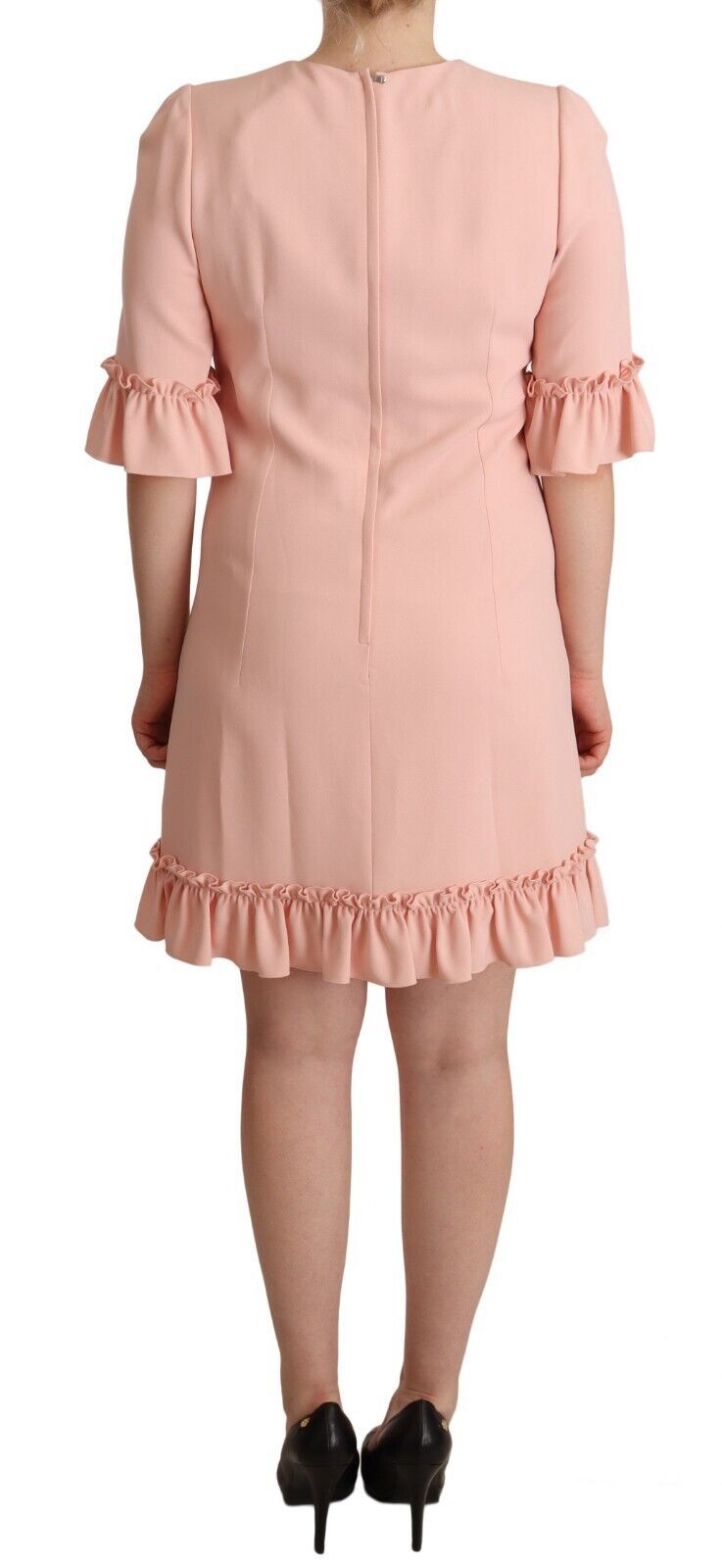 Buy Ruffled Sleeve Sheath Dress in Pink by Dolce & Gabbana