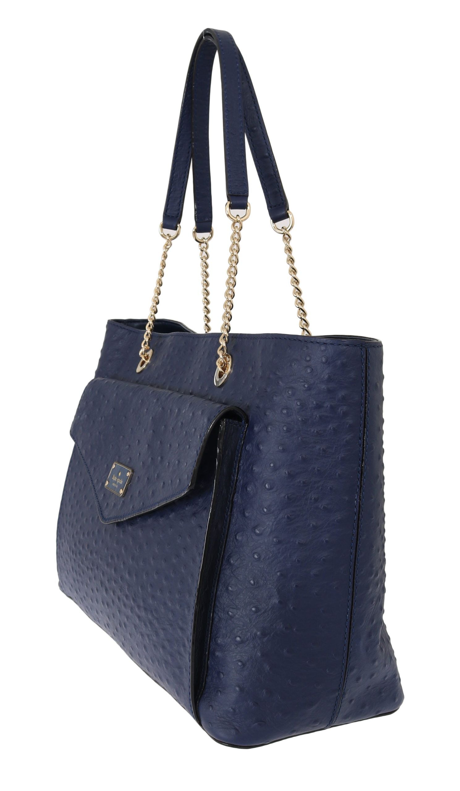 Buy Elegant Ostrich Leather Handbag in Blue by Kate Spade