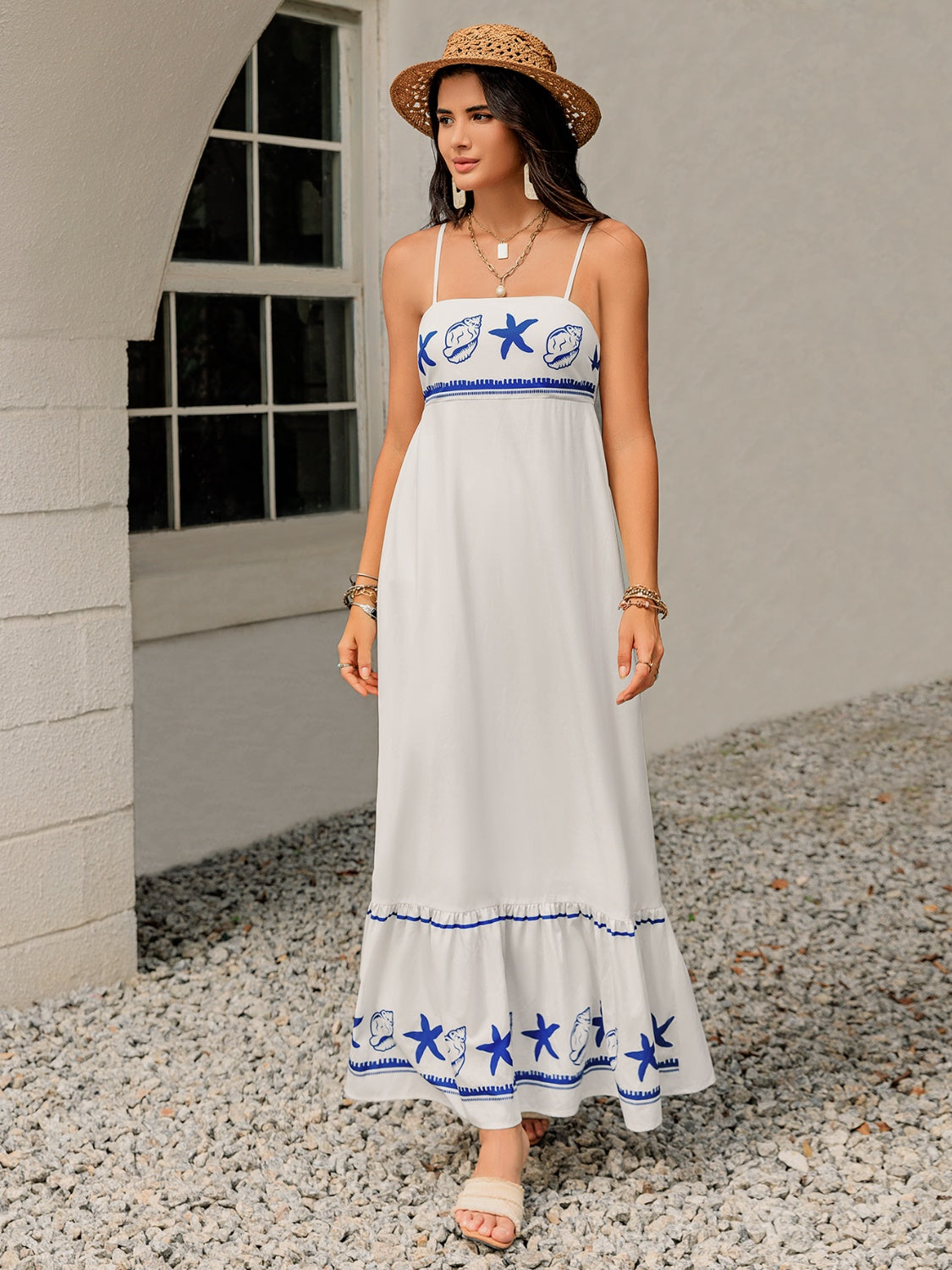 Buy Printed Square Neck Maxi Cami Dress by Faz