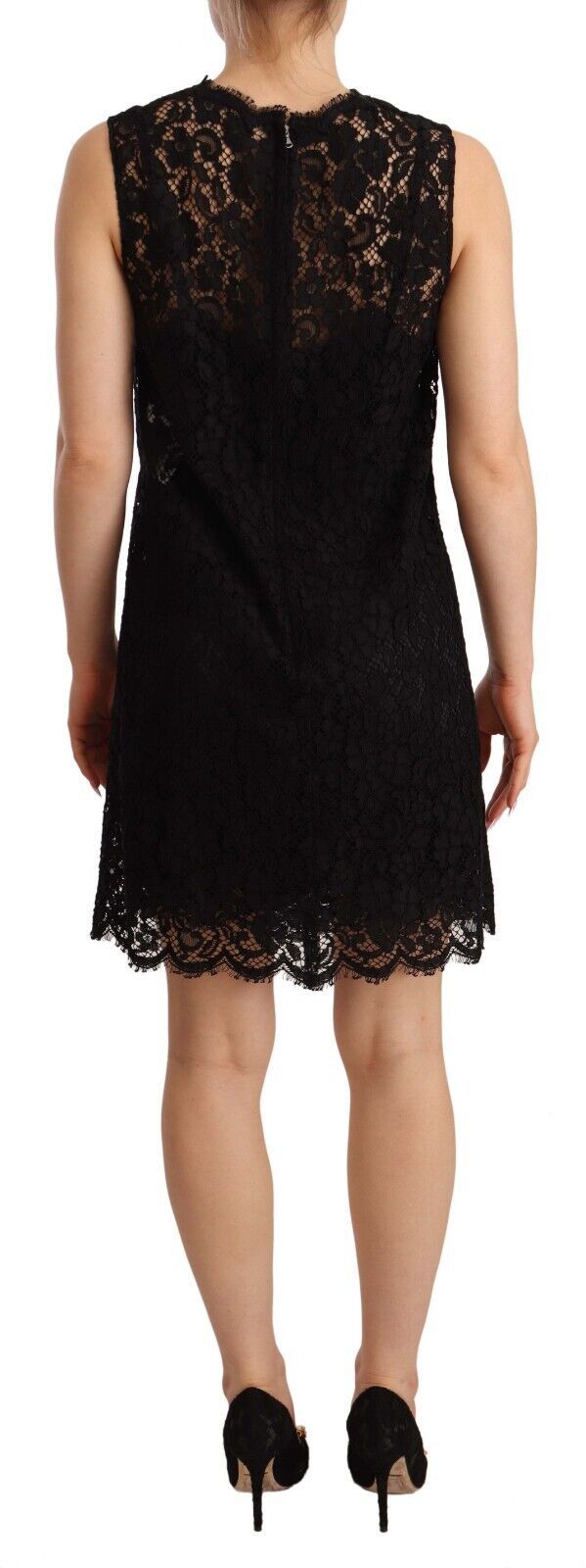 Buy Elegant Floral Lace Sheath Dress in Black by Dolce & Gabbana