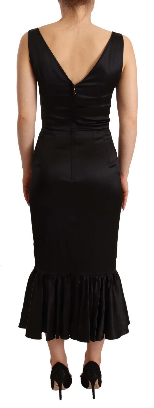 Buy Elegant Black Silk Midi Sheath Dress by Dolce & Gabbana