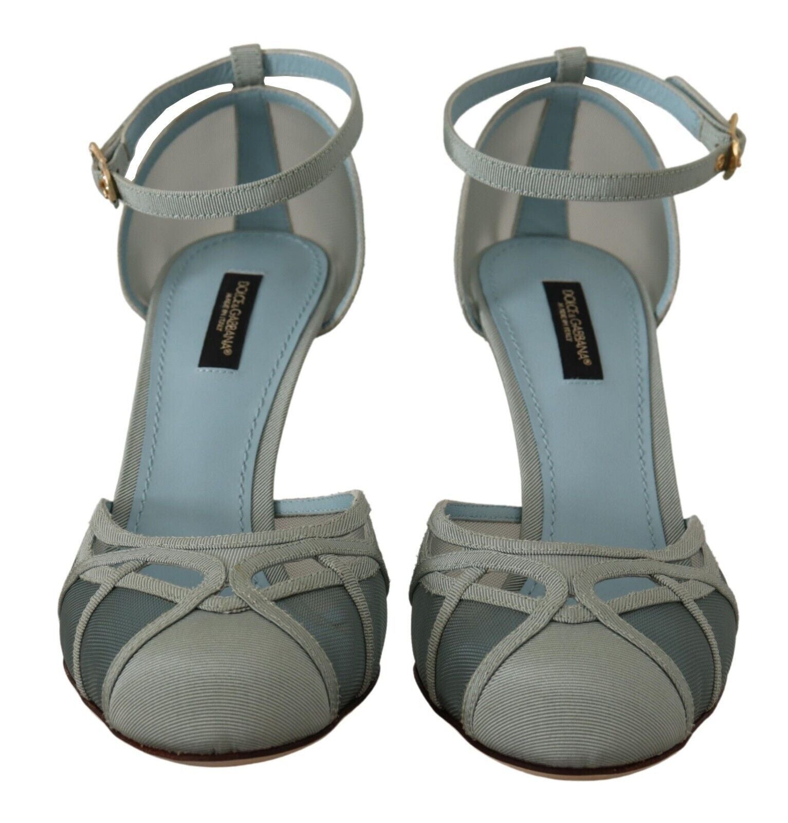 Buy Elegant Blue Mesh Ankle Strap Sandals by Dolce & Gabbana