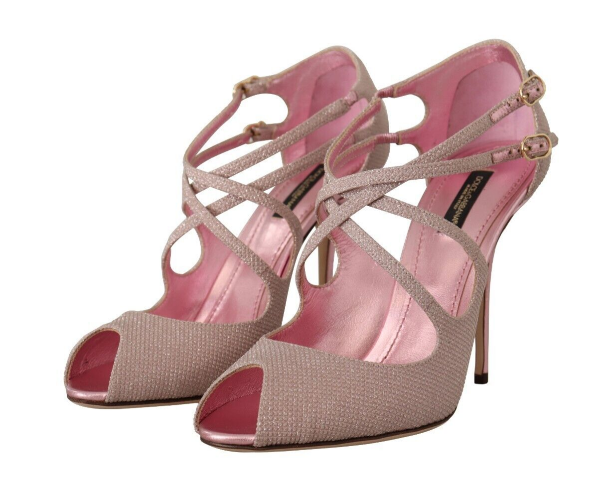 Buy Pink Glitter Peep Toe High Heels Sandals by Dolce & Gabbana