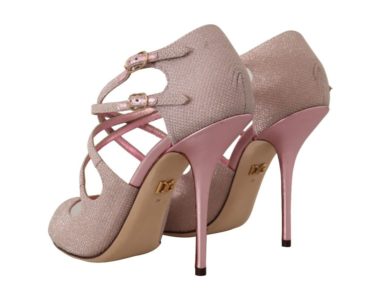 Buy Pink Glitter Peep Toe High Heels Sandals by Dolce & Gabbana