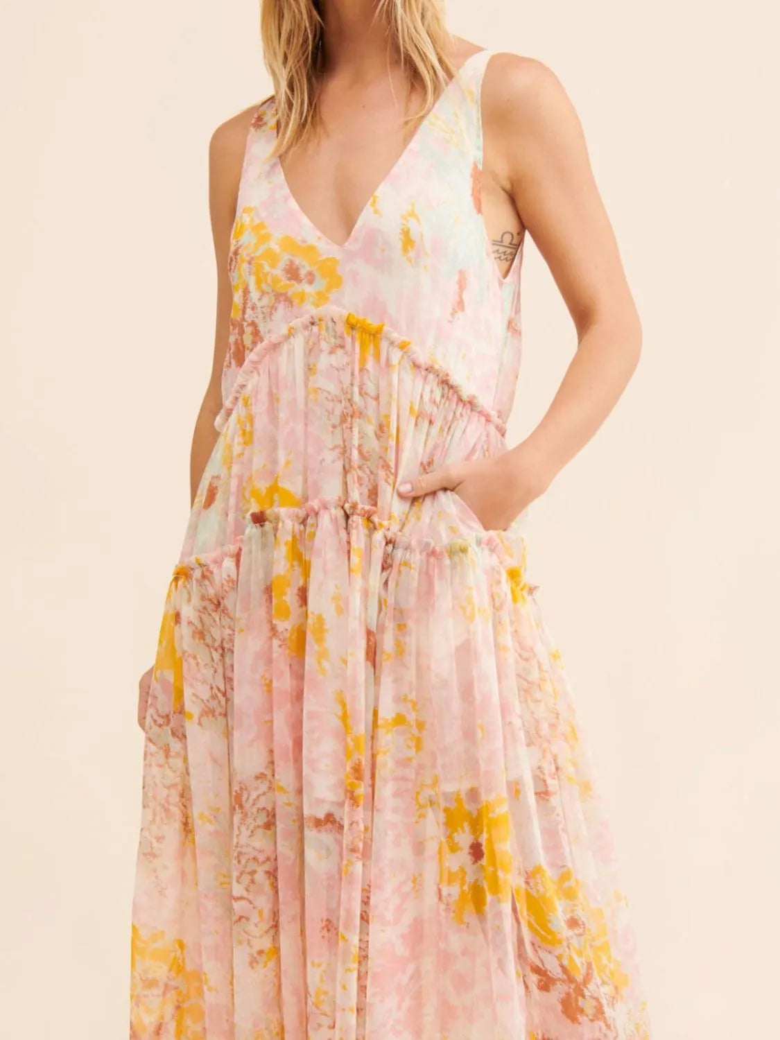 Buy Printed V-Neck Sleeveless Dress by Faz