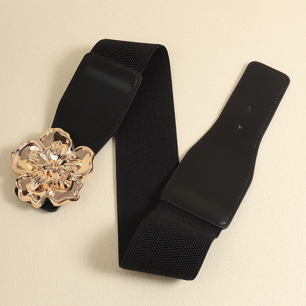 Buy Flower Alloy Buckle Elastic Belt by Faz