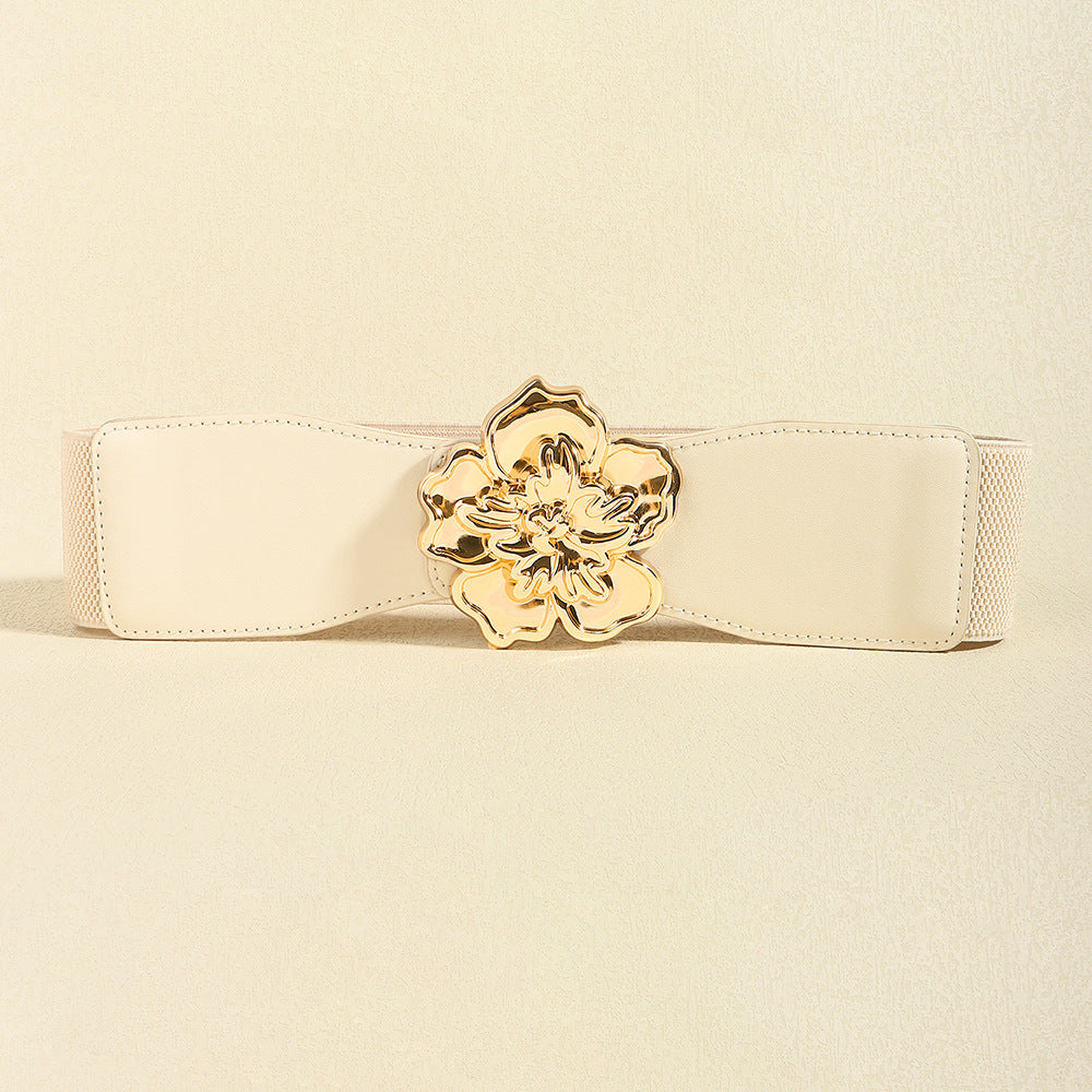 Buy Flower Alloy Buckle Elastic Belt by Faz