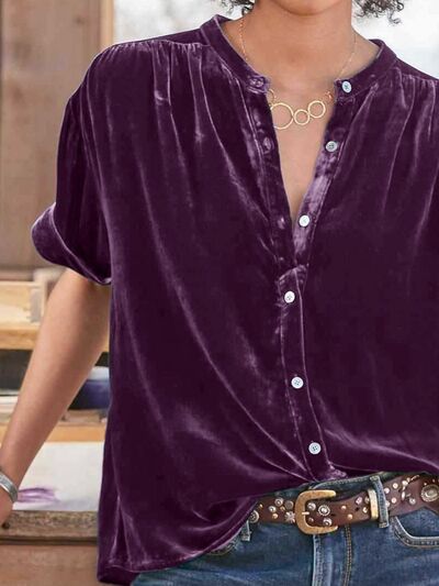 Buy Ruched Round Neck Short Sleeve Shirt by Faz