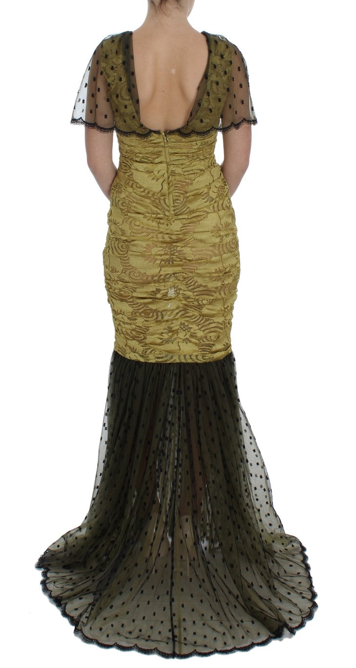 Buy Yellow Floral Lace Sheath Dress by Dolce & Gabbana