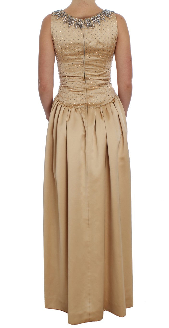 Buy Beige Crystal Embellished Full Length Dress by Dolce & Gabbana