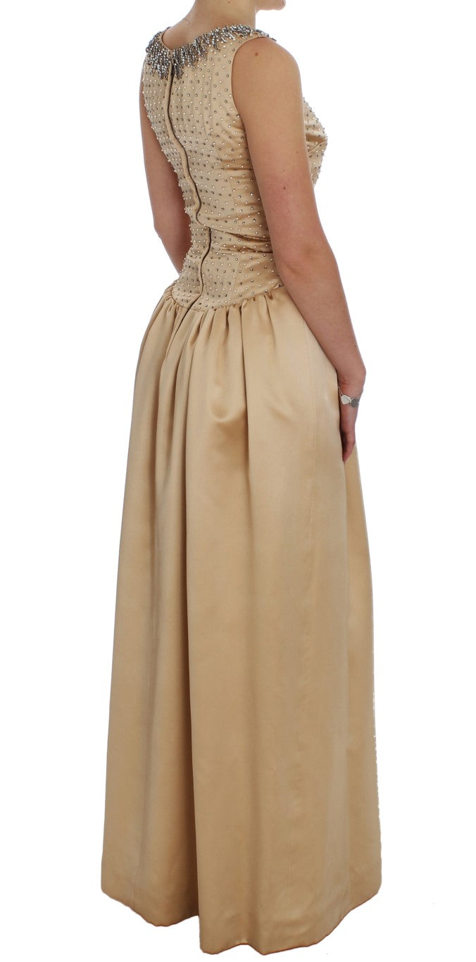 Buy Beige Crystal Embellished Full Length Dress by Dolce & Gabbana