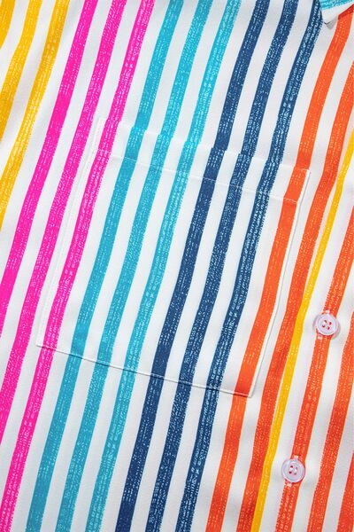 Buy Striped Collared Neck Long Sleeve Shirt by SYNZ