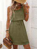 Buy Waffle-Knit Drawstring Mini Tank Dress by Faz
