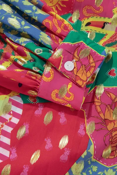 Buy Printed Collared Neck Long Sleeve Shirt by SYNZ