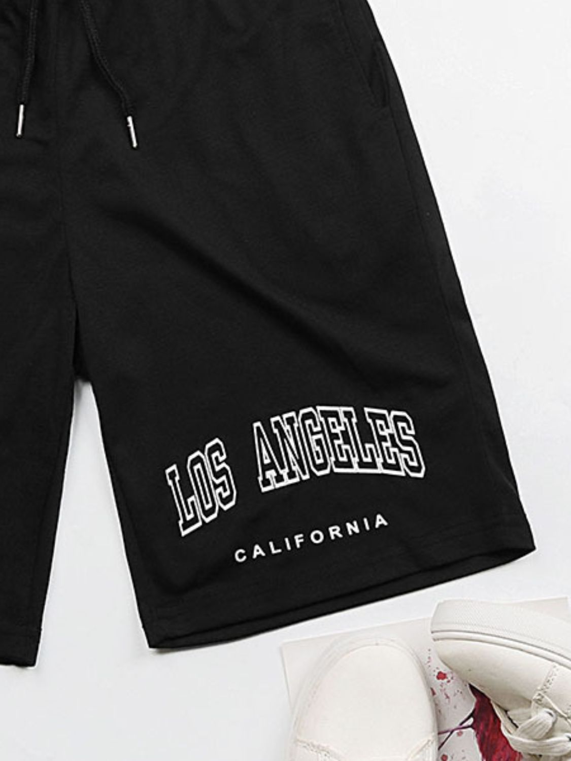 Buy LOS ANGELES CALIFORNIA Graphic Drawstring Shorts by Faz