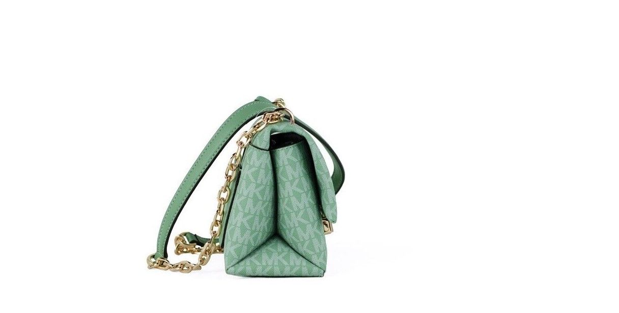 Buy Cece Small Sea Green Signature PVC Convertible Flap Crossbody Bag by Michael Kors