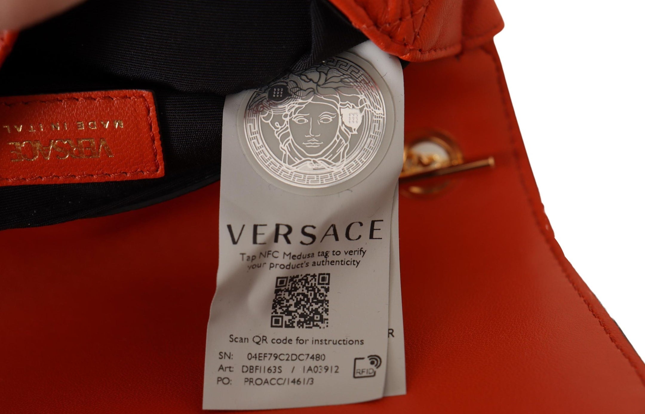 Buy Elegant Red Nappa Leather Crossbody Bag by Versace