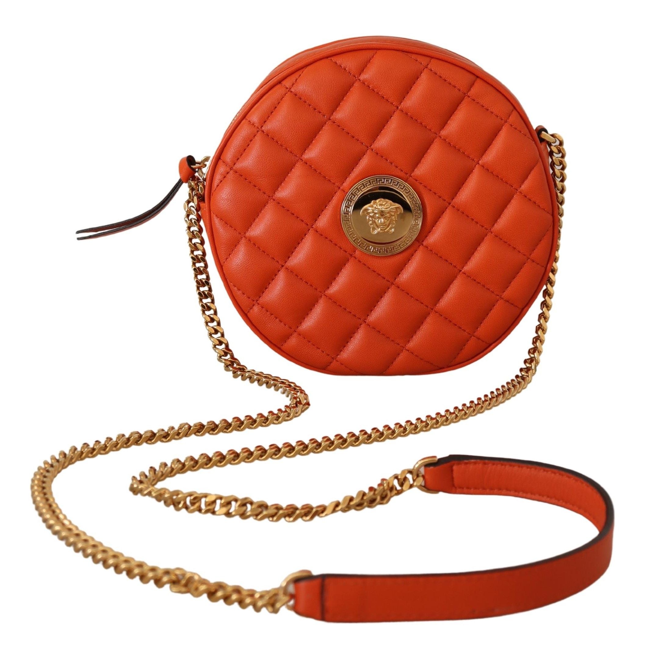 Buy Elegant Round Nappa Leather Crossbody Bag by Versace