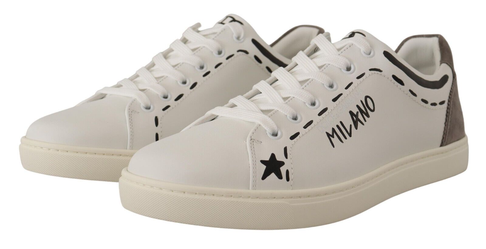 Buy Elegant White Leather Casual Sneakers by Dolce & Gabbana