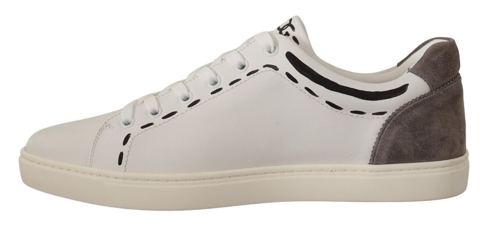 Buy Elegant White Leather Casual Sneakers by Dolce & Gabbana