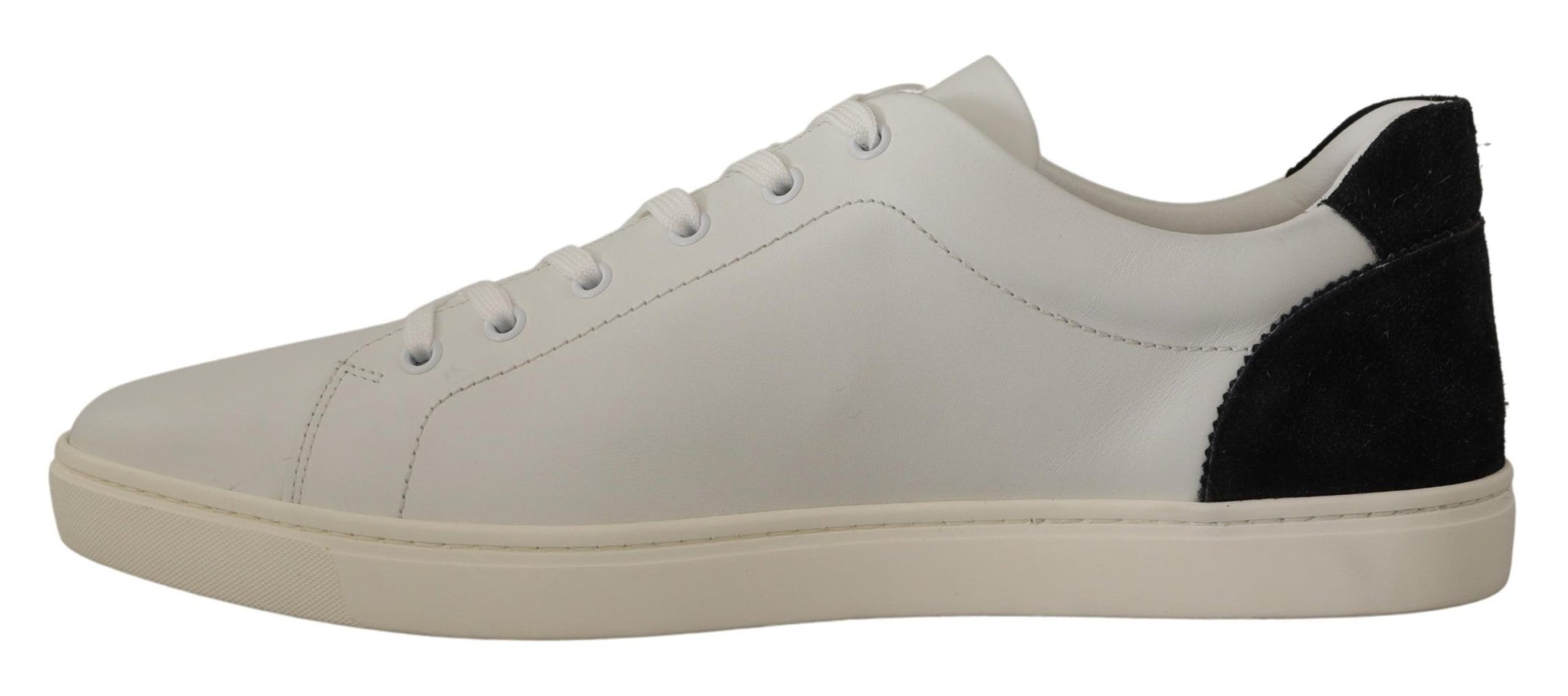 Buy Elegant White Leather Low Top Sneakers by Dolce & Gabbana