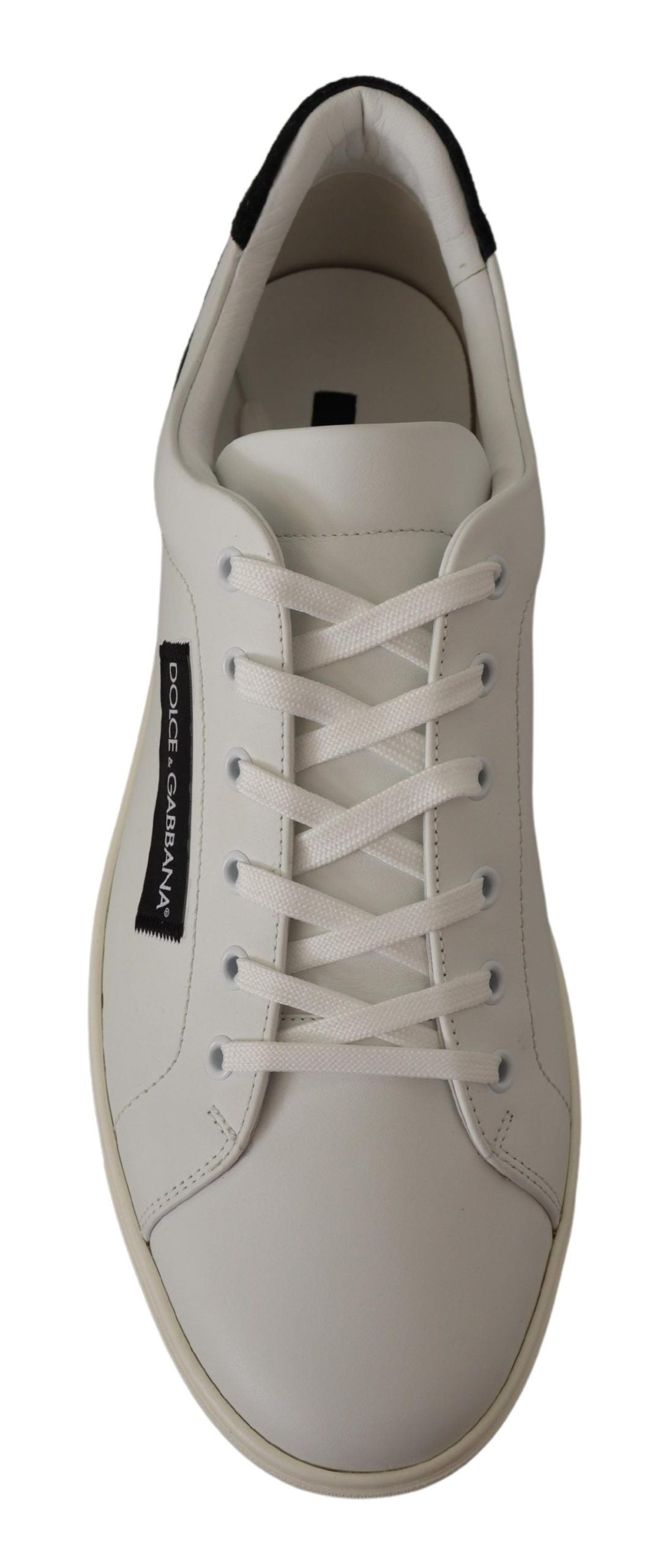 Buy Elegant White Leather Low Top Sneakers by Dolce & Gabbana