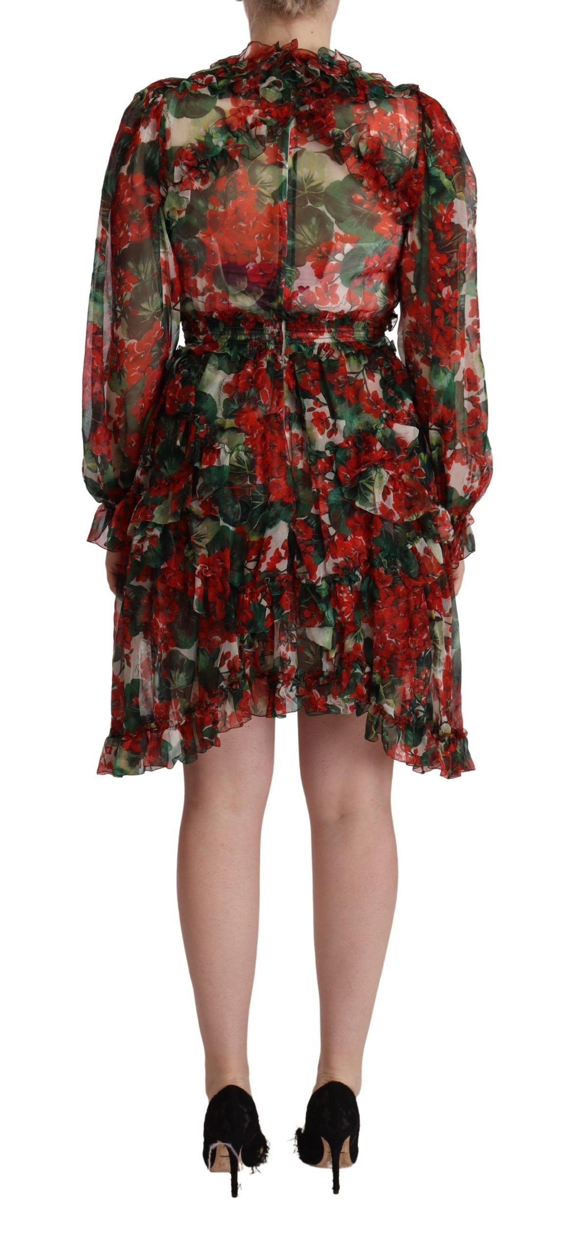 Buy Floral Silk Mini Knee High Dress by Dolce & Gabbana