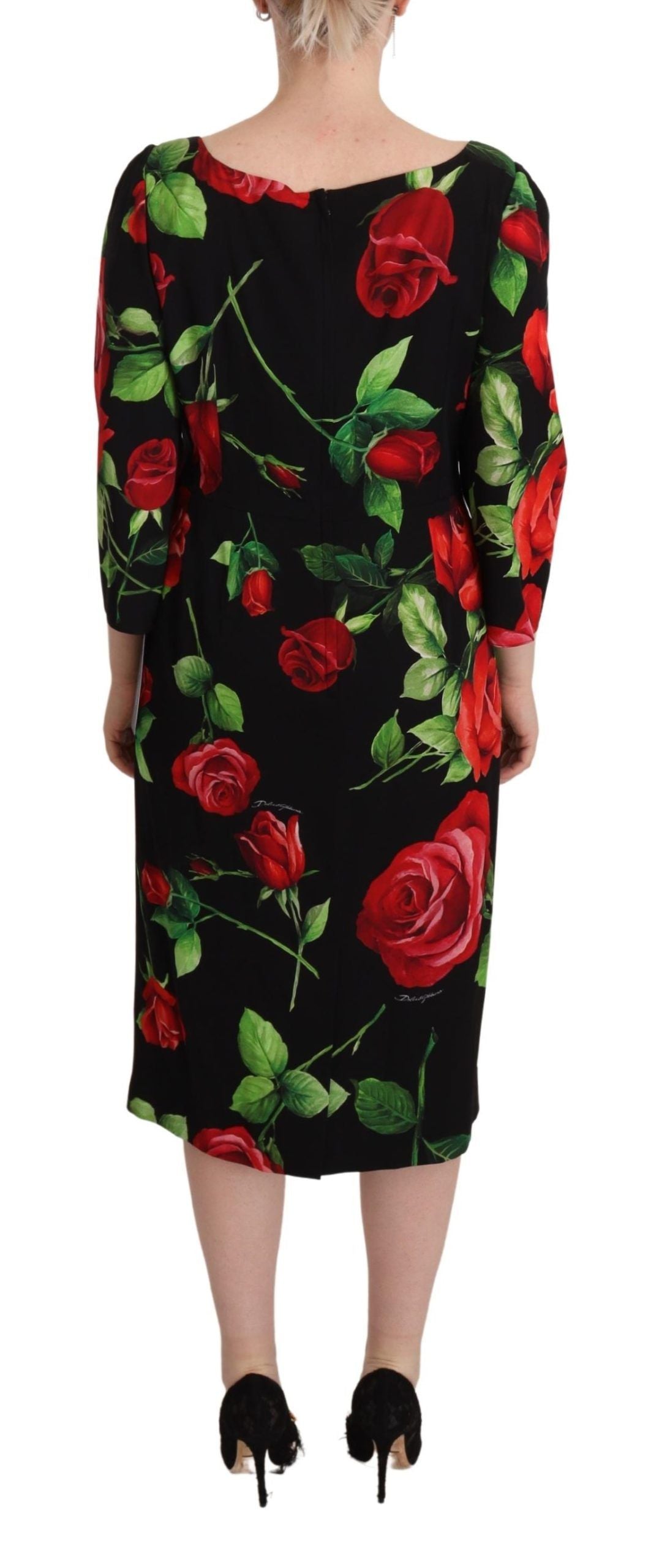 Buy Elegant Floral Print Silk Sheath Dress by Dolce & Gabbana