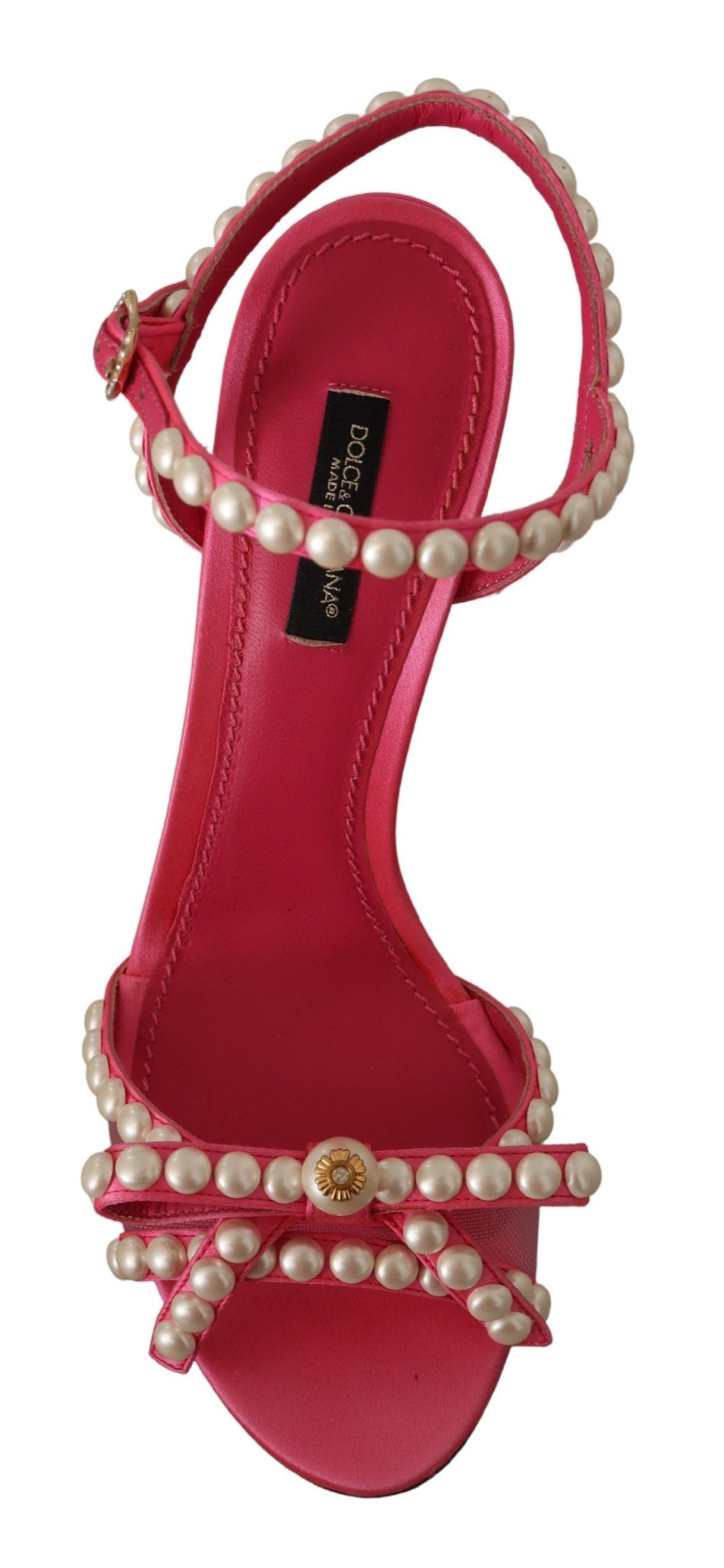 Buy Elegant Pink Pearl Embellished Heels Sandals by Dolce & Gabbana