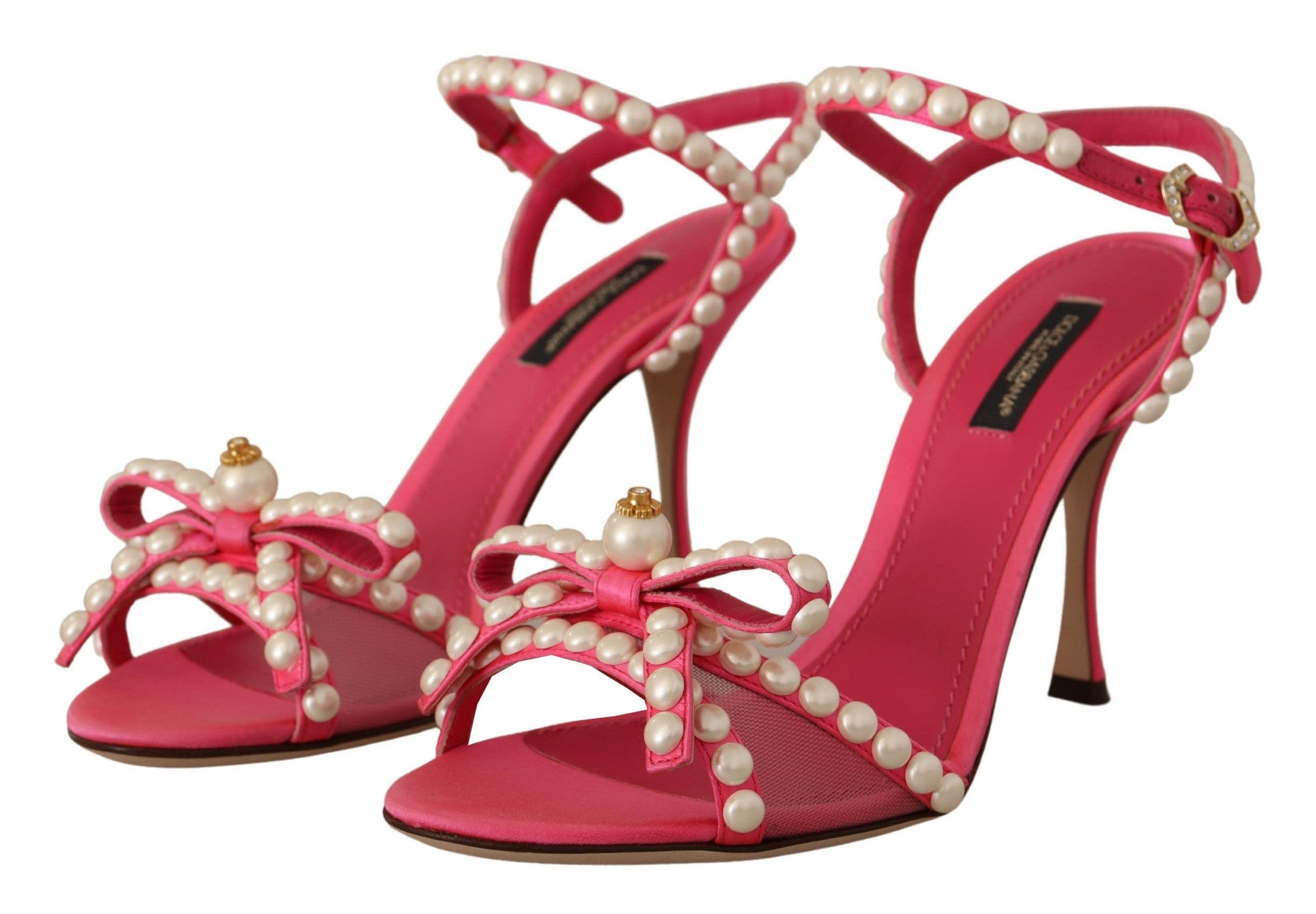 Buy Elegant Pink Pearl Embellished Heels Sandals by Dolce & Gabbana